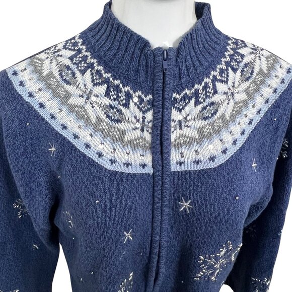 Crystal Kobe Fair Isle Snowflake Cardigan Sweater - Picture 8 of 9